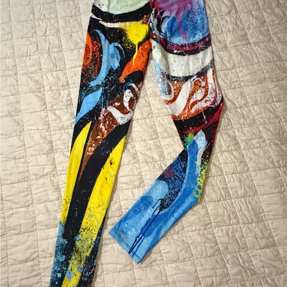 Graffiti Paint-Splatter Print Leggings